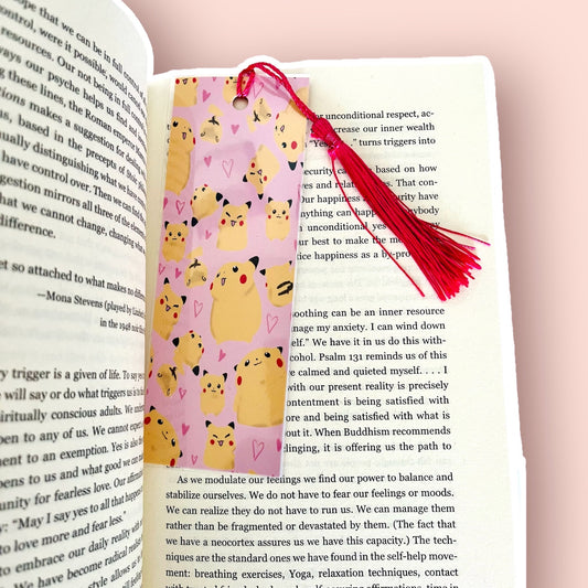 Cute Yellow Bookmark for book lover Bookmark with Tassel Pink Lover Book Lovers Anime Bookmark Anime Lover Gift Idea