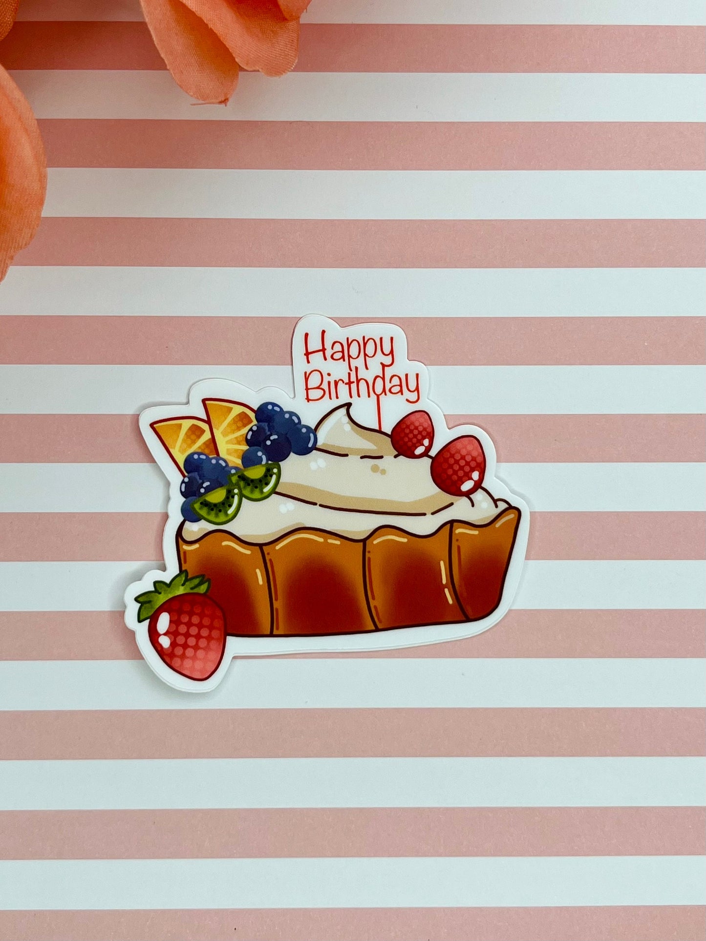 Happy Birthday Fruit Tart Birthday Sticker Gift ideas Sticker lovers stationery lover scrapbooking Gift for Birthday Lover Party Favor