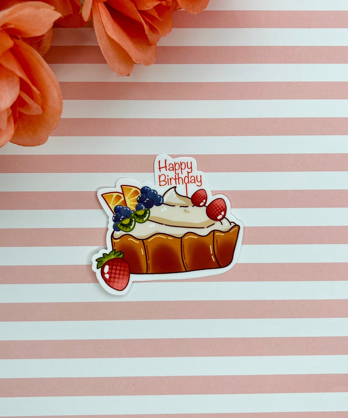 Happy Birthday Fruit Tart Birthday Sticker Gift ideas Sticker lovers stationery lover scrapbooking Gift for Birthday Lover Party Favor