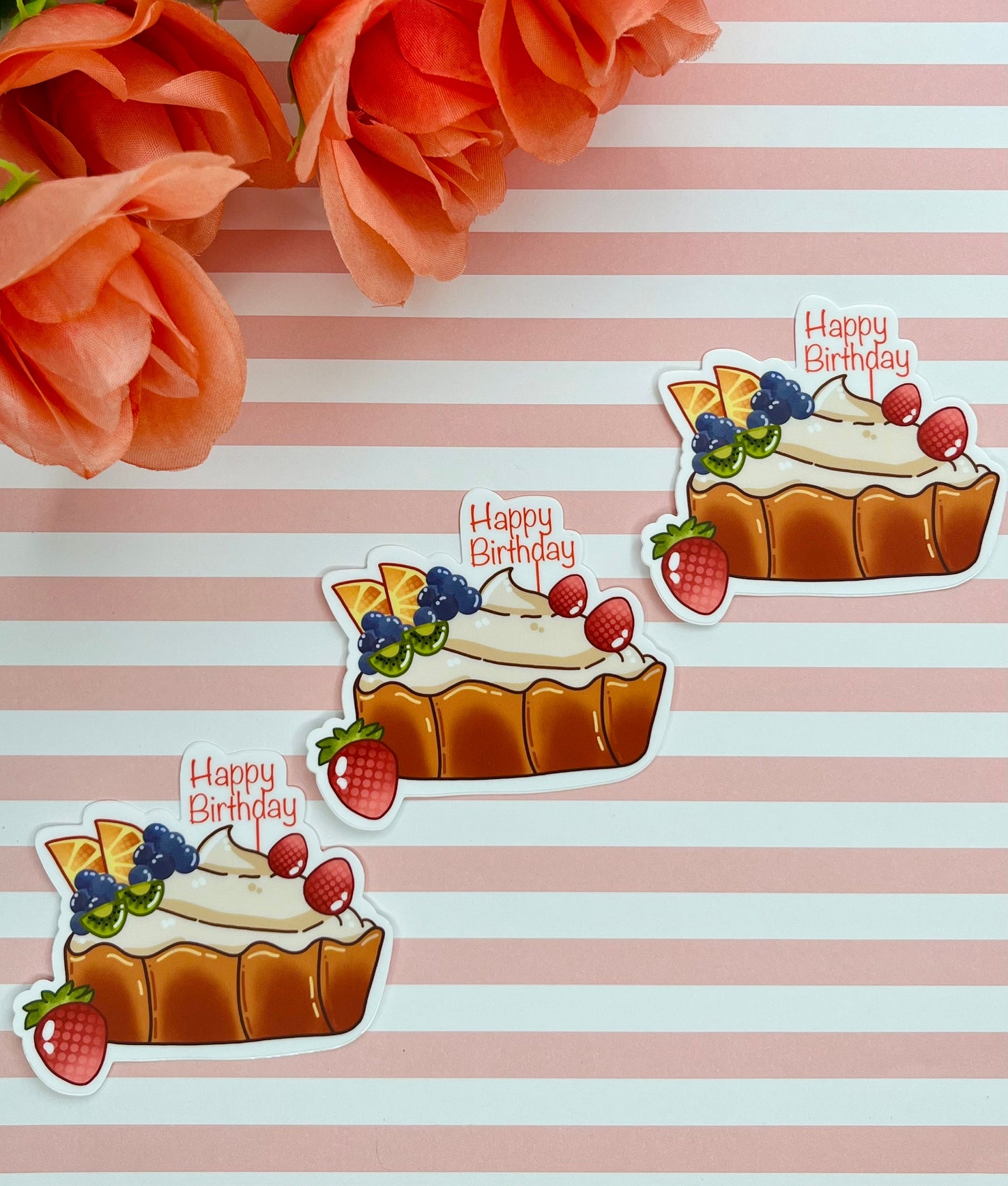 Happy Birthday Fruit Tart Birthday Sticker Gift ideas Sticker lovers stationery lover scrapbooking Gift for Birthday Lover Party Favor