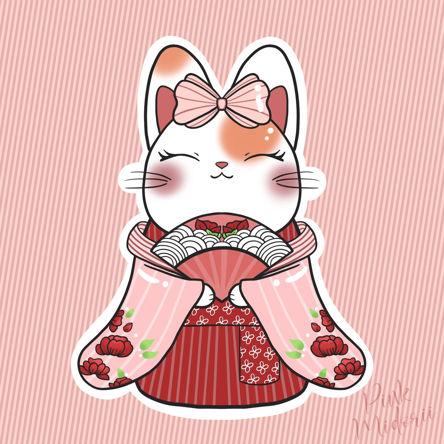 Bunny Kimono Sticker Gift Idea for Bunny Lover Stationery Lover Scrapbooking Water bottle Sticker Laptop Sticker Kawaii Culture Lover