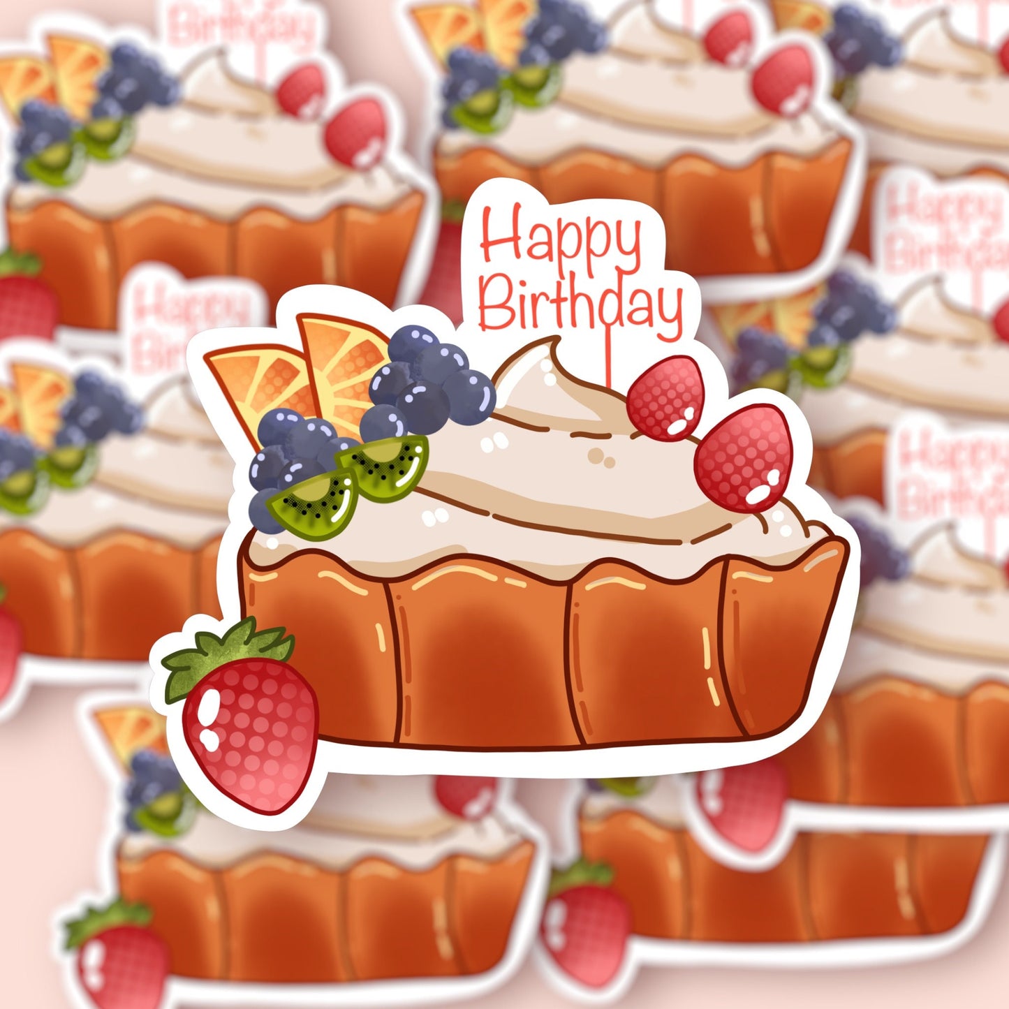 Happy Birthday Fruit Tart Birthday Sticker Gift ideas Sticker lovers stationery lover scrapbooking Gift for Birthday Lover Party Favor