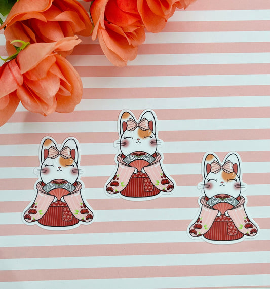 Bunny Kimono Sticker Gift Idea for Bunny Lover Stationery Lover Scrapbooking Water bottle Sticker Laptop Sticker Kawaii Culture Lover